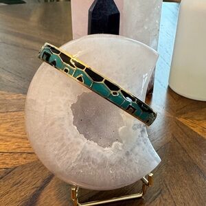 Black & Teal Bangle Bracelet Cuff Snap Closure